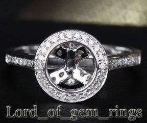 Diamond Engagement Semi Mount Ring 14K White Gold Setting Round 6-6.5mm Bezel - Lord of Gem Rings