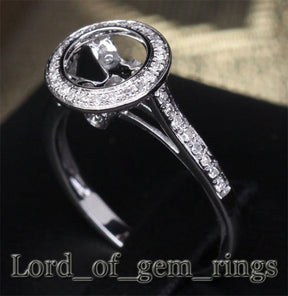 Diamond Engagement Semi Mount Ring 14K White Gold Setting Round 6-6.5mm Bezel - Lord of Gem Rings