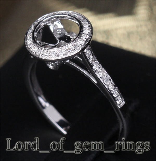 Diamond Engagement Semi Mount Ring 14K White Gold Setting Round 6-6.5mm Bezel - Lord of Gem Rings
