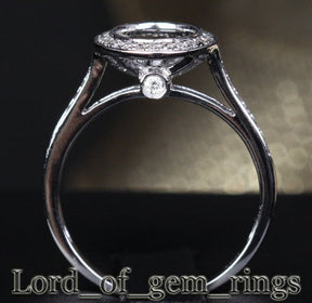 Diamond Engagement Semi Mount Ring 14K White Gold Setting Round 6-6.5mm Bezel - Lord of Gem Rings