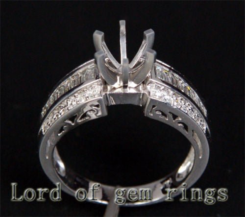 Diamond Engagement Semi Mount Ring 14k White Gold Setting Round 6-6.5mm Channel - Lord of Gem Rings