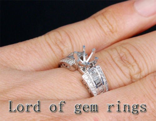 Diamond Engagement Semi Mount Ring 14k White Gold Setting Round 6-6.5mm Channel - Lord of Gem Rings