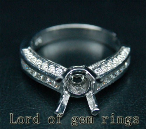 Diamond Engagement Semi Mount Ring 14K White Gold Setting Round 6.5-7.5mm - Lord of Gem Rings
