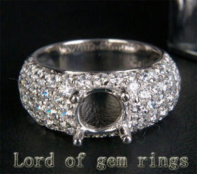 Diamond Engagement Semi Mount Ring 14K White Gold Setting Round 6.5mm - Lord of Gem Rings