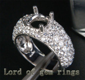 Diamond Engagement Semi Mount Ring 14K White Gold Setting Round 6.5mm - Lord of Gem Rings