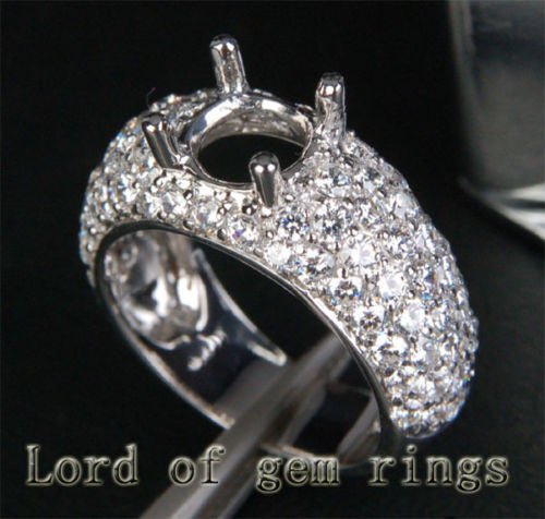 Diamond Engagement Semi Mount Ring 14K White Gold Setting Round 6.5mm