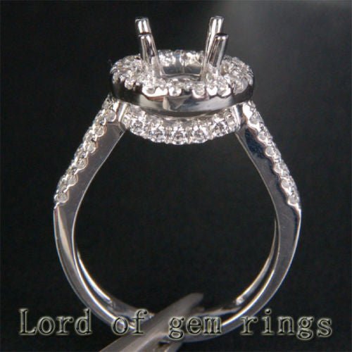 Diamond Engagement Semi Mount Ring 14K White Gold Setting Round 6.5mm - Lord of Gem Rings