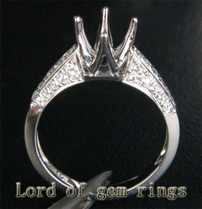 Diamond Engagement Semi Mount Ring 14K White Gold Setting Round 6.5mm - Lord of Gem Rings