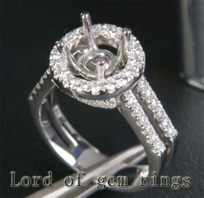 Diamond Engagement Semi Mount Ring 14K White Gold Setting Round 6.5mm - Lord of Gem Rings