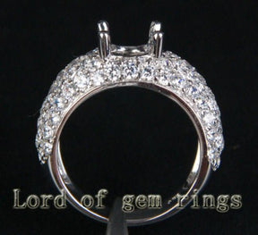 Diamond Engagement Semi Mount Ring 14K White Gold Setting Round 6.5mm - Lord of Gem Rings