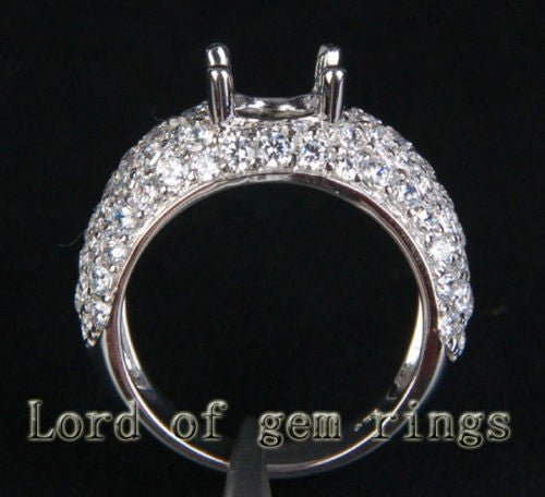 Diamond Engagement Semi Mount Ring 14K White Gold Setting Round 6.5mm - Lord of Gem Rings