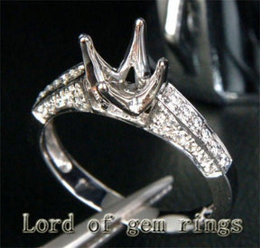 Diamond Engagement Semi Mount Ring 14K White Gold Setting Round 6.5mm - Lord of Gem Rings