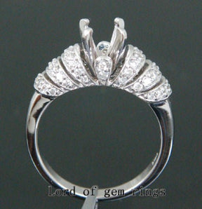Diamond Engagement Semi Mount Ring 14K White Gold Setting Round 6.5mm - Lord of Gem Rings