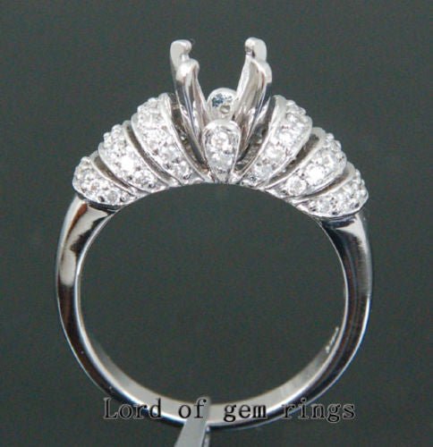 Diamond Engagement Semi Mount Ring 14K White Gold Setting Round 6.5mm