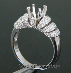 Diamond Engagement Semi Mount Ring 14K White Gold Setting Round 6.5mm - Lord of Gem Rings