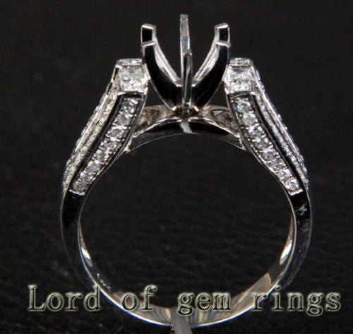 Diamond Engagement Semi Mount Ring 14K White Gold Setting Round 6.5mm Channel