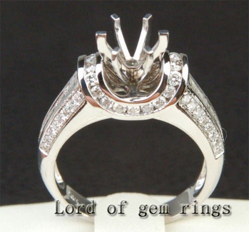 Diamond Engagement Semi Mount Ring 14K White Gold Setting Round 6.5mm Channel - VS Diamonds