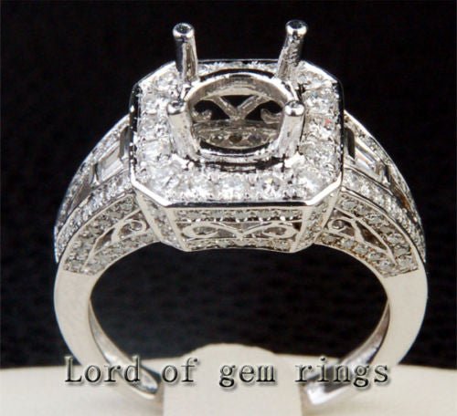 Diamond Engagement Semi Mount Ring 14K White Gold Setting Round 6.5mm - VS/H - Lord of Gem Rings