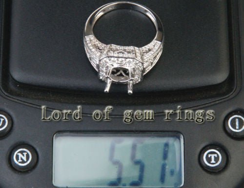 Diamond Engagement Semi Mount Ring 14K White Gold Setting Round 6.5mm - VS/H - Lord of Gem Rings