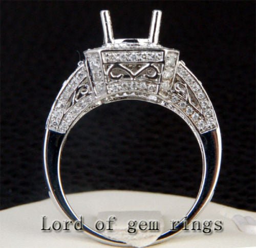 Diamond Engagement Semi Mount Ring 14K White Gold Setting Round 6.5mm - VS/H - Lord of Gem Rings