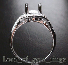 Diamond Engagement Semi Mount Ring 14K White Gold Setting Round 6.5mm VS/SI - Lord of Gem Rings