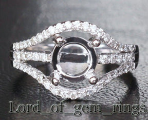 Diamond Engagement Semi Mount Ring 14K White Gold Setting Round 6.5mm VS/SI - Lord of Gem Rings