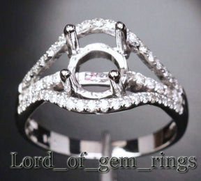 Diamond Engagement Semi Mount Ring 14K White Gold Setting Round 6.5mm VS/SI - Lord of Gem Rings