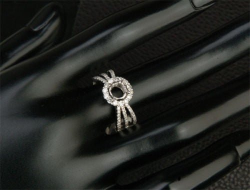 Diamond Engagement Semi Mount Ring 14K White Gold Setting Round 6mm - Lord of Gem Rings