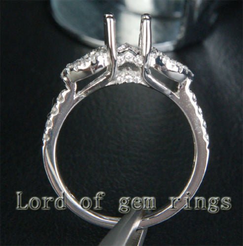 Diamond Engagement Semi Mount Ring 14K White Gold Setting Round 6mm - Lord of Gem Rings