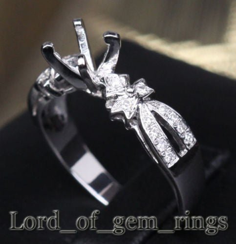 Diamond Engagement Semi Mount Ring 14K White Gold Setting Round 6mm - Lord of Gem Rings