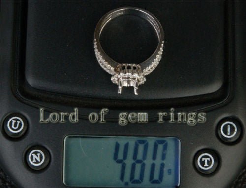 Diamond Engagement Semi Mount Ring 14K White Gold Setting Round 6mm - Lord of Gem Rings
