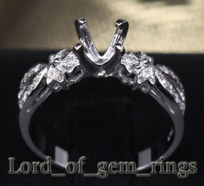 Diamond Engagement Semi Mount Ring 14K White Gold Setting Round 6mm - Lord of Gem Rings