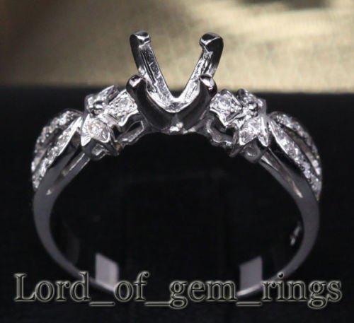 Diamond Engagement Semi Mount Ring 14K White Gold Setting Round 6mm - Lord of Gem Rings
