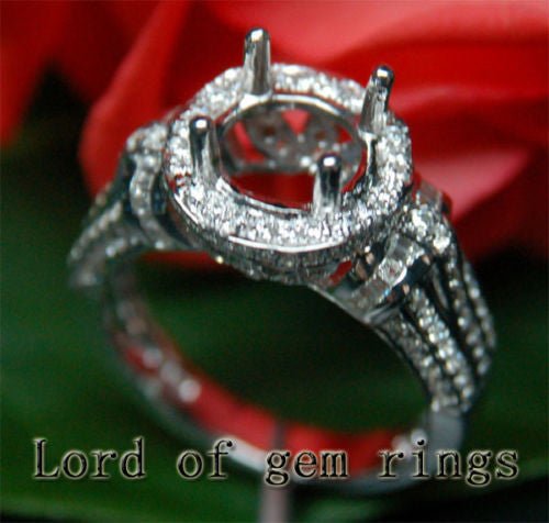 Diamond Engagement Semi Mount Ring 14K White Gold Setting Round 7.5-8mm - Lord of Gem Rings
