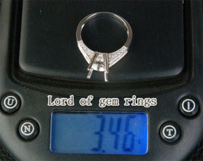 Diamond Engagement Semi Mount Ring 14K White Gold Setting Round 7.5-8mm, Channel, Milgrain - Lord of Gem Rings