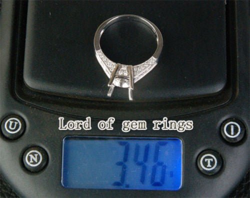 Diamond Engagement Semi Mount Ring 14K White Gold Setting Round 7.5-8mm, Channel, Milgrain - Lord of Gem Rings