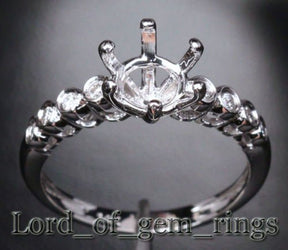 Diamond Engagement Semi Mount Ring 14K White Gold Setting Round 7.5mm,Bezel - Lord of Gem Rings