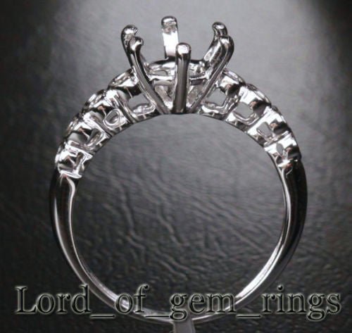 Diamond Engagement Semi Mount Ring 14K White Gold Setting Round 7.5mm,Bezel - Lord of Gem Rings