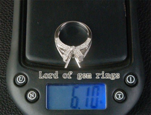 Diamond Engagement Semi Mount Ring 14K White Gold Setting Round 8-8.5mm - Lord of Gem Rings