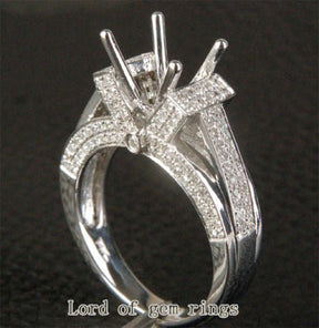Diamond Engagement Semi Mount Ring 14K White Gold Setting Round 8-8.5mm - Lord of Gem Rings
