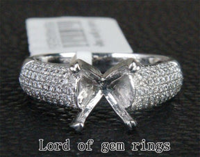 Diamond Engagement Semi Mount Ring 14K White Gold Setting Round 8mm - Lord of Gem Rings