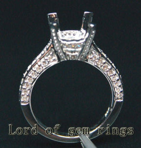 Diamond Engagement Semi Mount Ring 14K White Gold Setting Round 8mm - Lord of Gem Rings