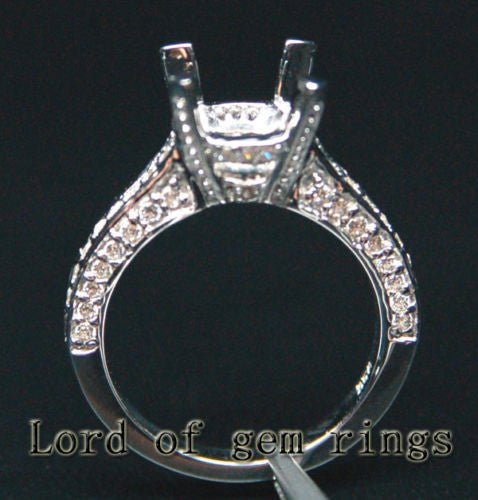 Diamond Engagement Semi Mount Ring 14K White Gold Setting Round 8mm