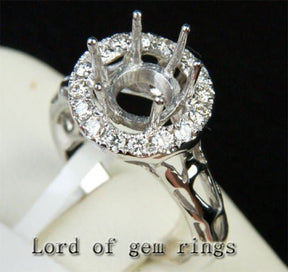 Diamond Engagement Semi Mount Ring 14K White Gold Setting Round 9mm - Lord of Gem Rings