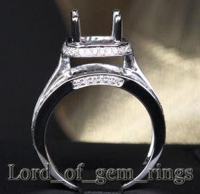 Diamond Engagement Semi Mount Ring 14K White Gold Setting Round 9mm - Lord of Gem Rings