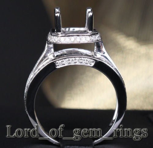Diamond Engagement Semi Mount Ring 14K White Gold Setting Round 9mm - Lord of Gem Rings