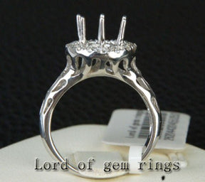 Diamond Engagement Semi Mount Ring 14K White Gold Setting Round 9mm - Lord of Gem Rings