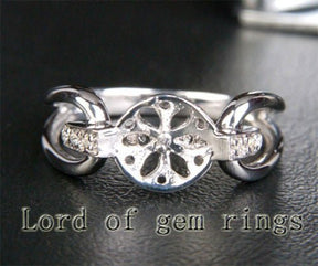 Diamond Engagement Semi Mount Ring 14K White Gold Setting Round Pearl 8-9mm - Lord of Gem Rings