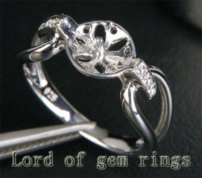 Diamond Engagement Semi Mount Ring 14K White Gold Setting Round Pearl 8-9mm - Lord of Gem Rings
