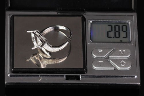 Diamond Engagement Semi Mount Ring 14K White Gold Setting Trillion 10.5mm - Lord of Gem Rings